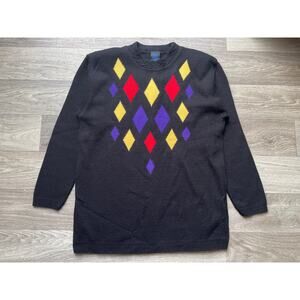 Vintage Panther Geometric Knit Sweater Women's Petite